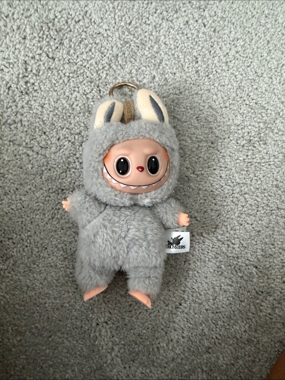 La Fu Fu Grey Plush Bunny Monster Keychain